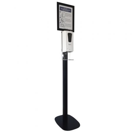 Approx STSanitizer02 Soporte Stand Negro para Dispensador AppSanitizer 300 x 300 x 1544 mm con Cartel Informativo